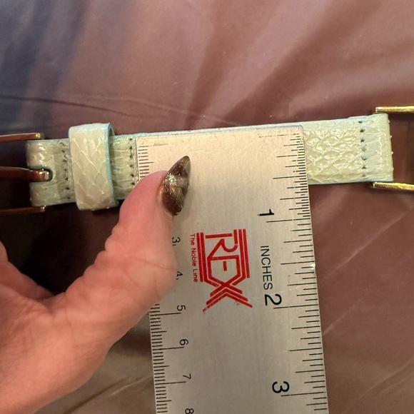 Carlisle Mint Green Genuine Snakeskin/Gold 7/8” Belt Fits 32-36” Waist MSRP $595 - Picture 8 of 8
